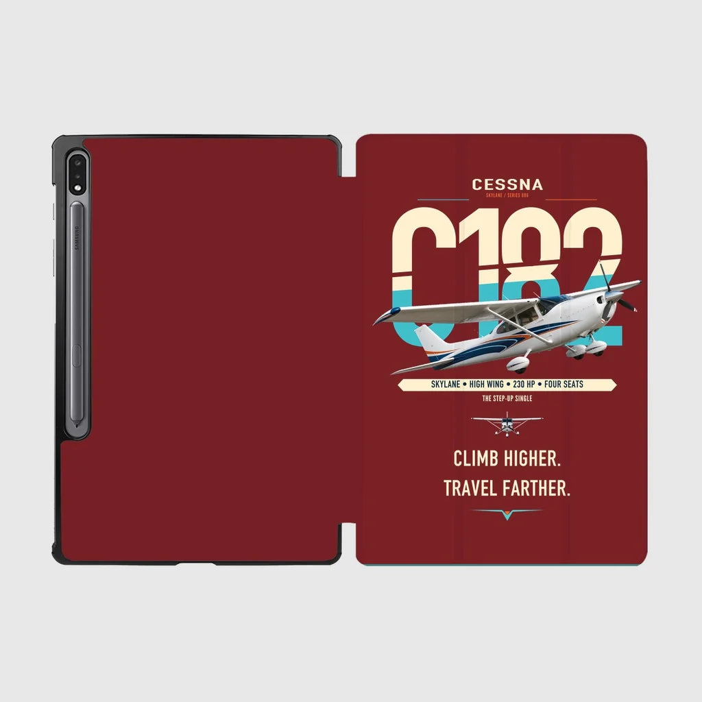 Cessna 182 Skylane design on dark red samsung tablet tablet case