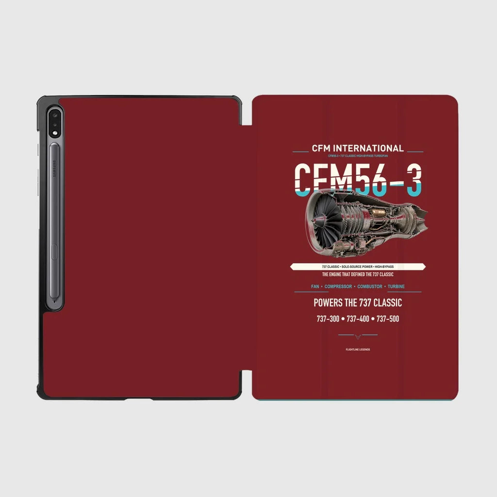 CFM56-3 design on dark red samsung tablet tablet case