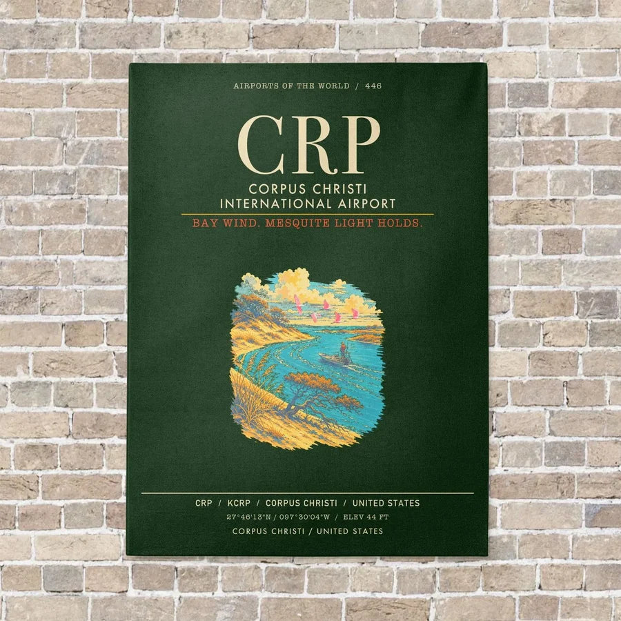 Corpus Christi International Airport CRP - Canvas Framed - Dark Green