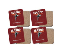 Thumbnail for Saab JAS 39C Gripen design on dark red 4 pieces set coaster