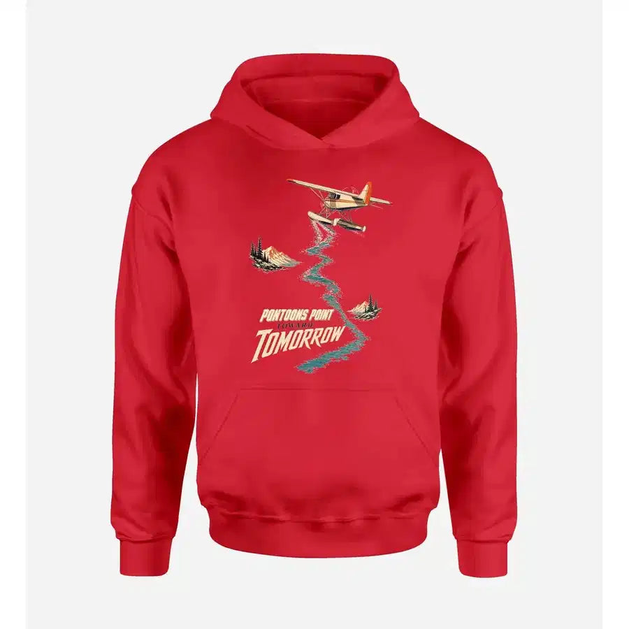 SIGNAL 586 - Pontoons Point Toward Tomorrow design on red hoodie single side
