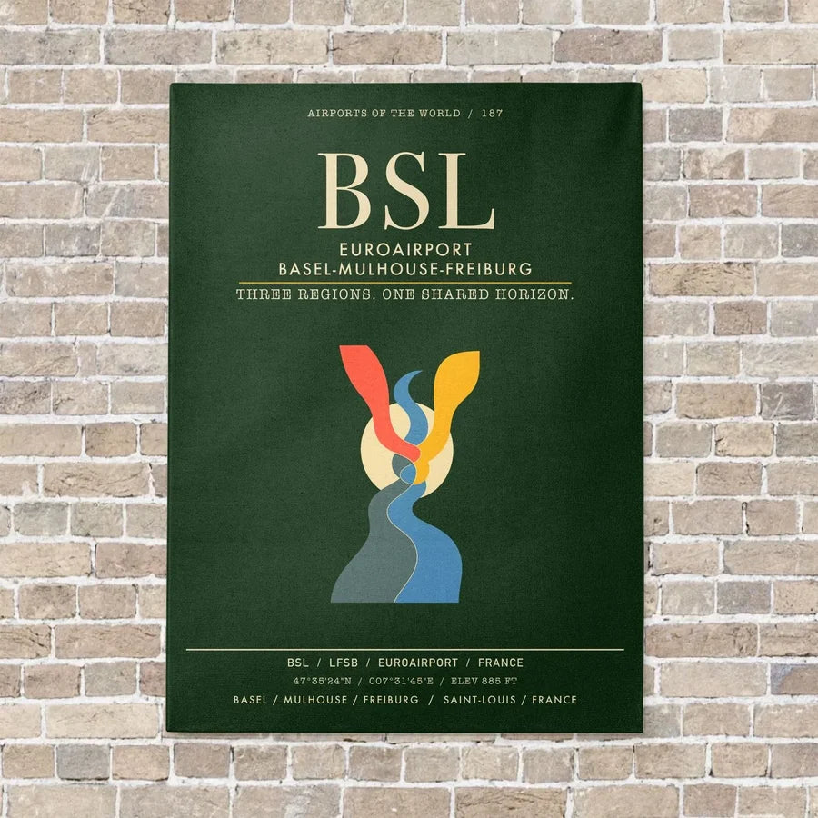 EuroAirport Basel-Mulhouse-Freiburg BSL - Canvas Framed - Dark Green