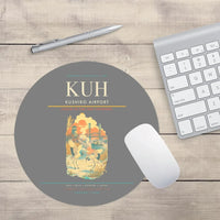 Thumbnail for Kushiro Airport (KUH) design on gray round mouse pad
