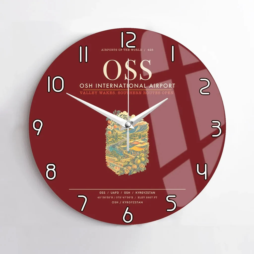 Osh International Airport OSS Wall-Clock No-Frame - Dark Red