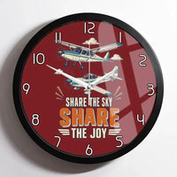 Thumbnail for Share The Sky Share The Joy design on dark red framed wall clock