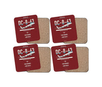Thumbnail for Douglas DC-8-63 design on dark red 4 pieces set coaster