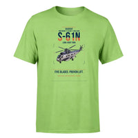 Thumbnail for Sikorsky S-61N design on light green t-shirt, single-side print