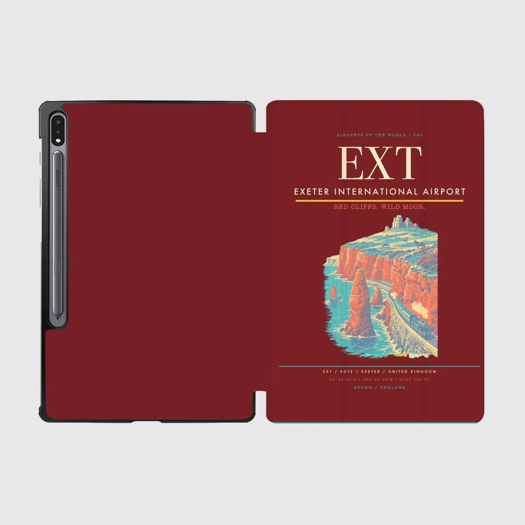 Exeter International Airport (EXT) design on dark red samsung tablet tablet case