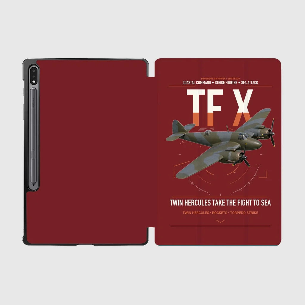 Bristol Beaufighter TF X design on dark red samsung tablet tablet case