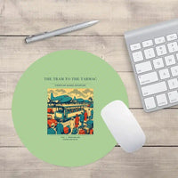 Thumbnail for VINTAGE G4372 - The Tram To The Tarmac - Designed Mouse Pads design on lightgreen round