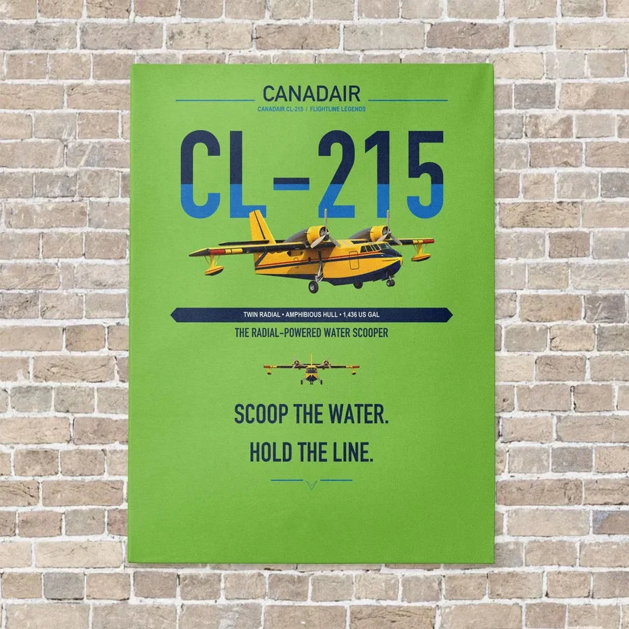 Canadair CL-215 vertical canvas print - no frame - light green background