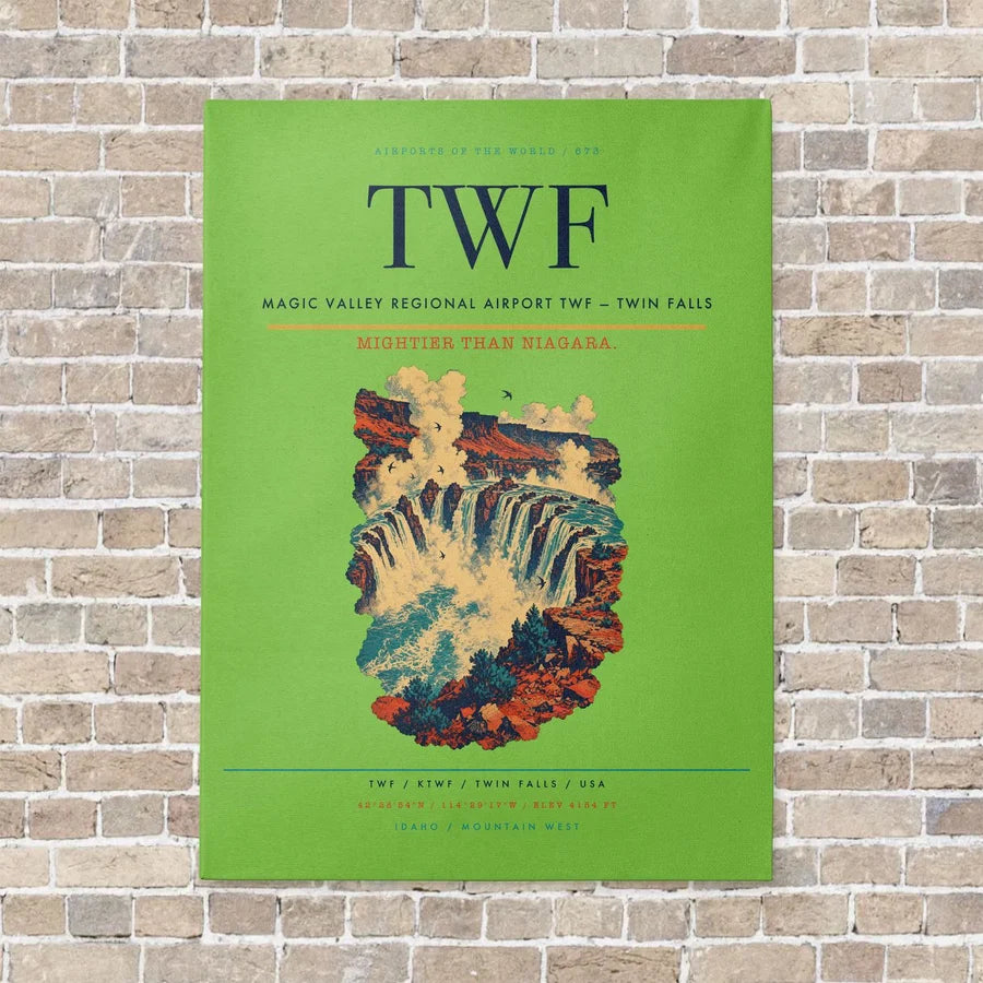 Magic Valley Regional Airport TWF — Twin Falls vertical canvas print - no frame - light green background