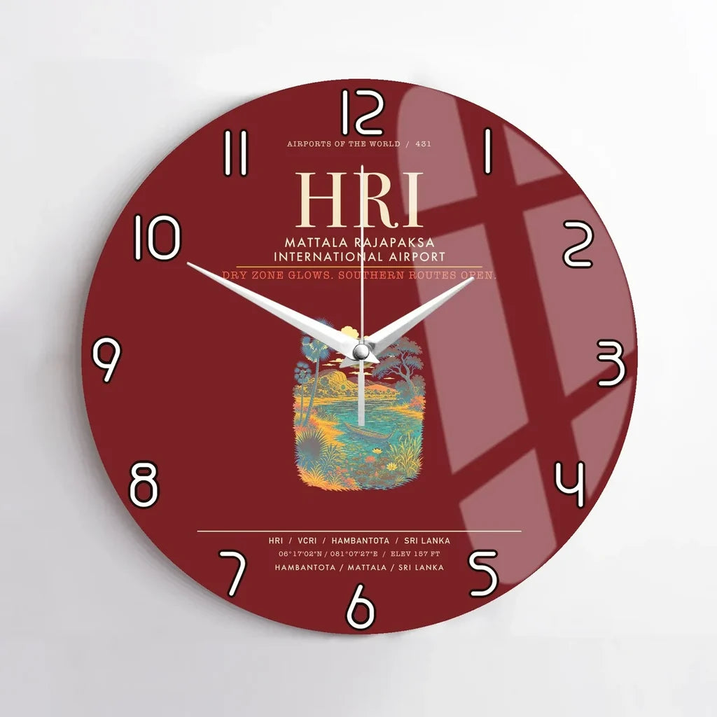Mattala Rajapaksa International Airport HRI Wall-Clock No-Frame - Dark Red
