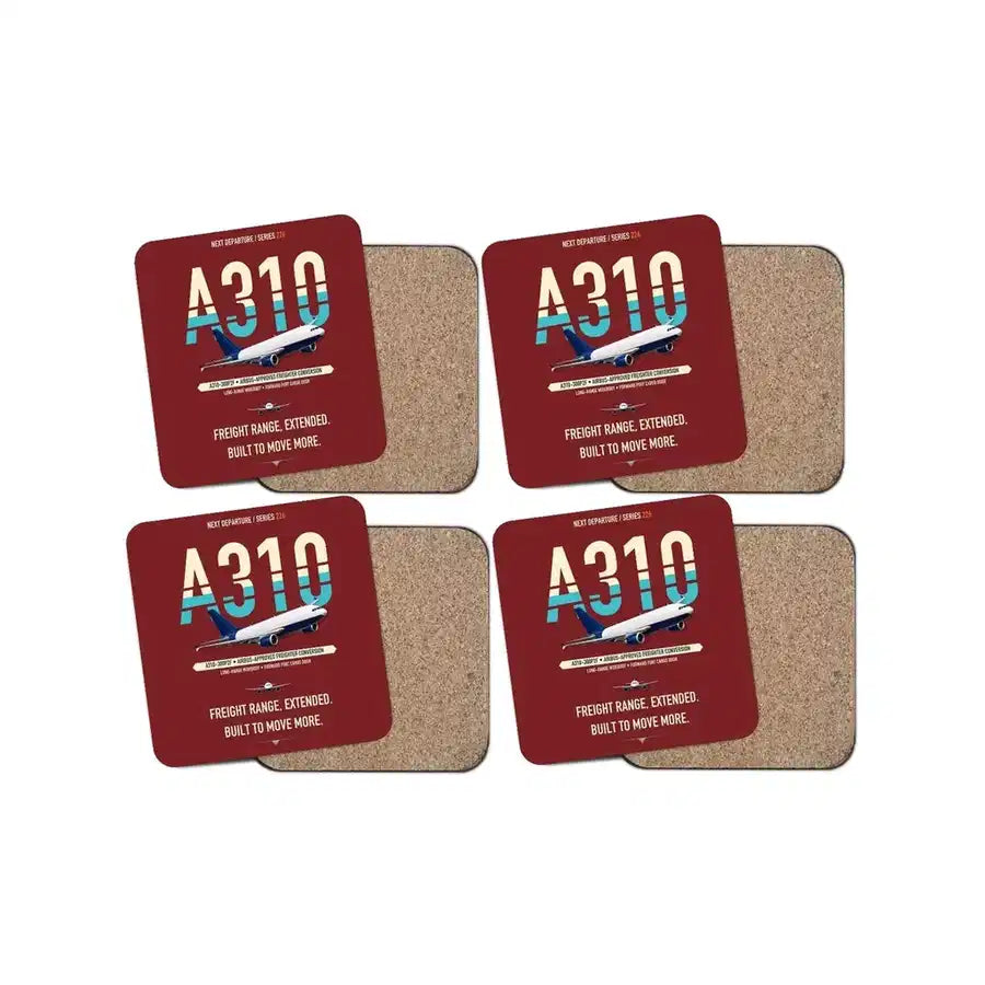 Airbus A310-300P2F design on dark red 4 pieces set coaster
