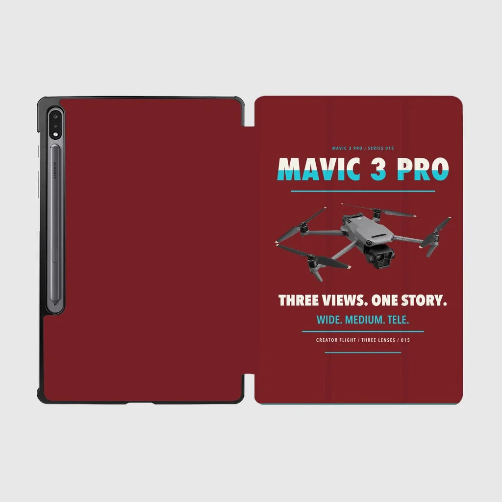 DJI Mavic 3 Pro design on dark red samsung tablet tablet case