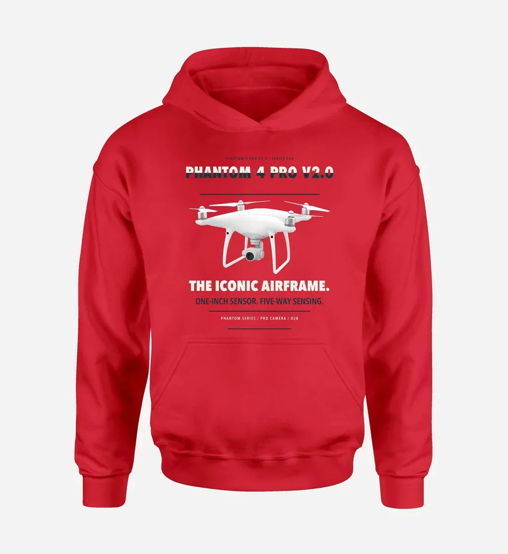 DJI Phantom 4 Pro V2.0 design on red hoodie single side