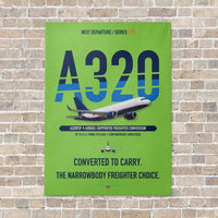 Thumbnail for Airbus A320P2F vertical canvas print - no frame - light green background