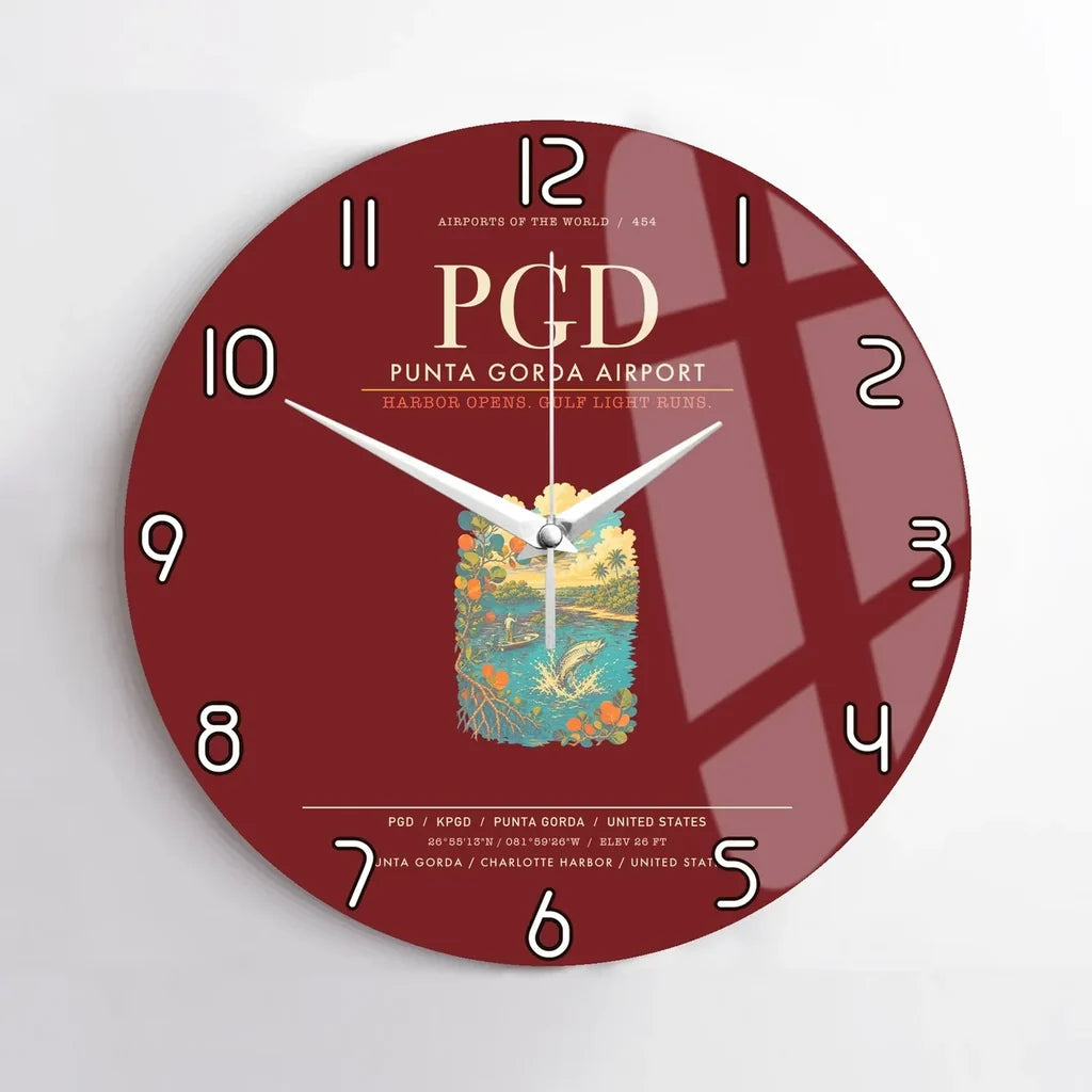 Punta Gorda Airport PGD Wall-Clock No-Frame - Dark Red
