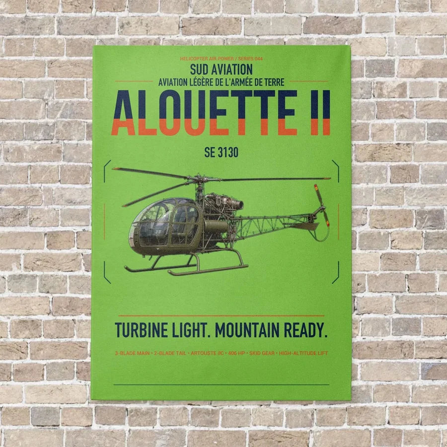 Sud Aviation SE 3130 Alouette II vertical canvas print - no frame - light green background
