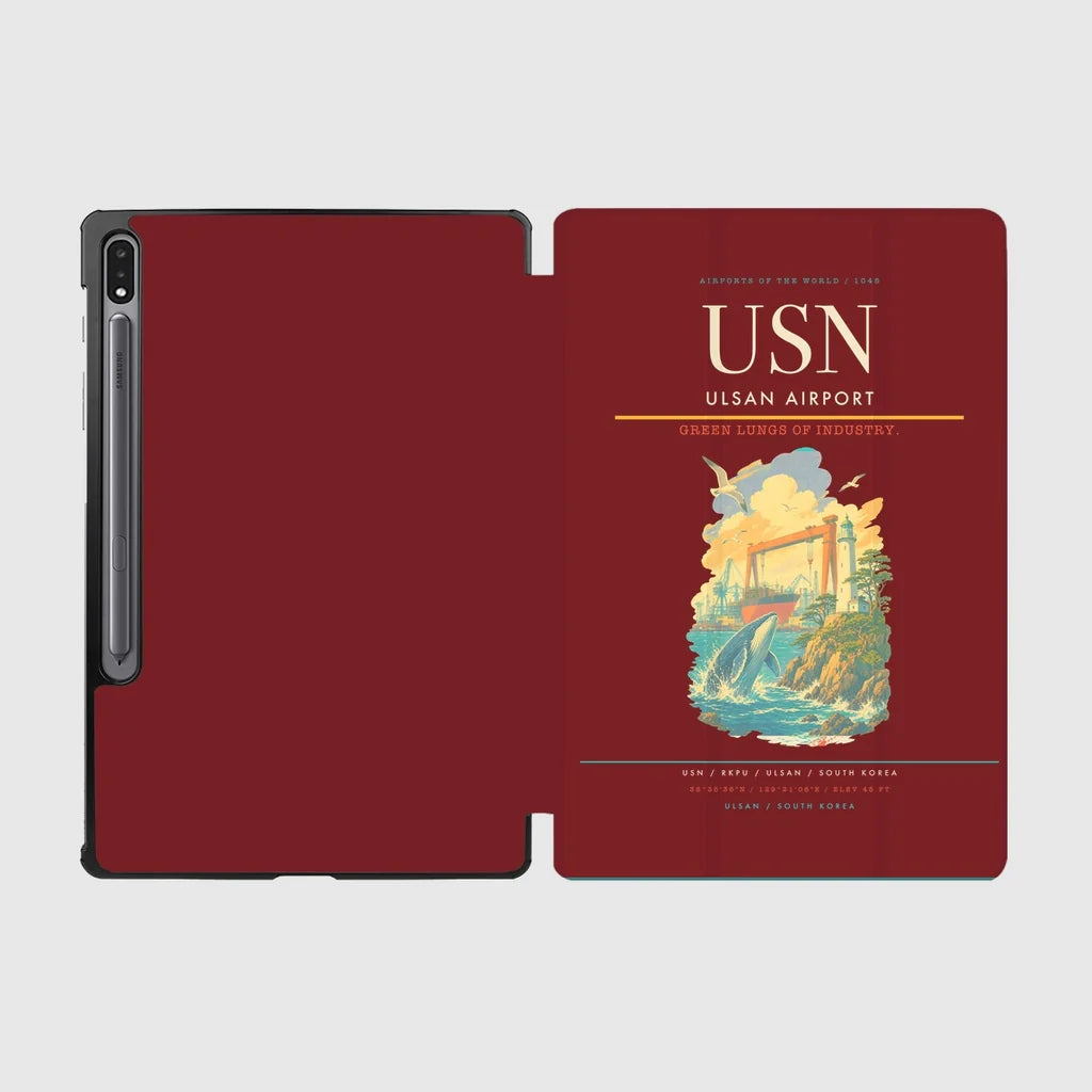 Ulsan Airport (USN) design on dark red samsung tablet tablet case