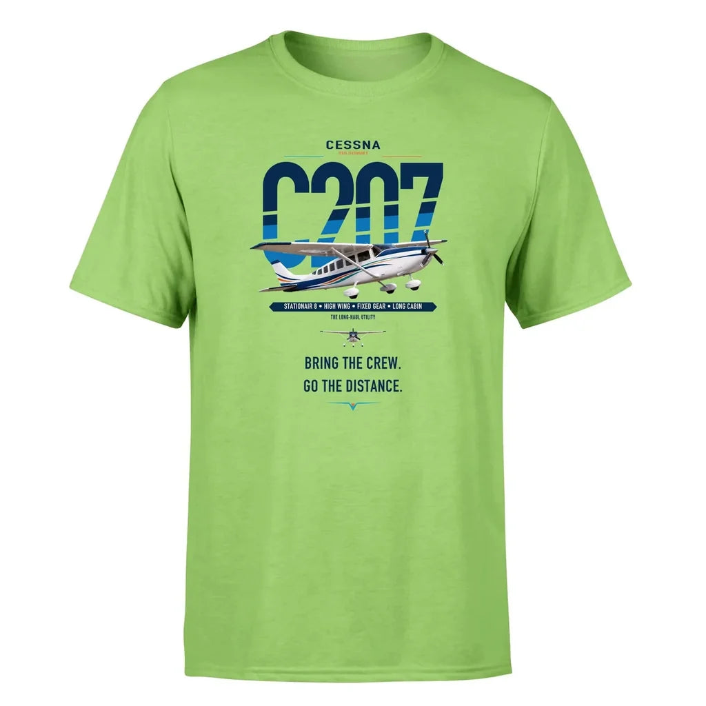 Cessna T207A Stationair 8 design on light green t-shirt, single-side print