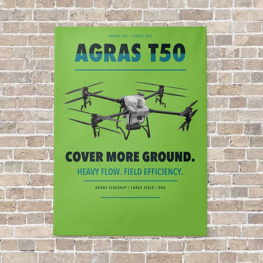 DJI Agras T50 vertical canvas print - no frame - light green background