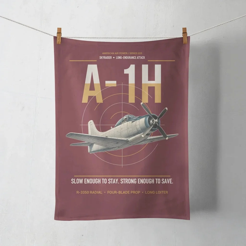 A-1H Skyraider design on dark red towel