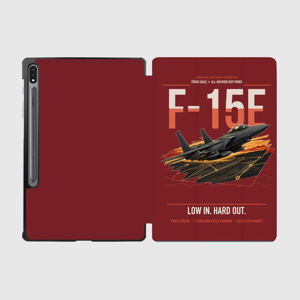 F-15E Strike Eagle design on dark red samsung tablet tablet case