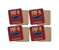 Thumbnail for F6F-5 Hellcat design on dark red 4 pieces set coaster