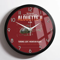 Thumbnail for Sud Aviation SE 3130 Alouette II design on dark red framed wall clock