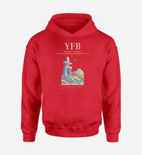Thumbnail for Iqaluit Airport (YFB) design on red hoodie single-side print