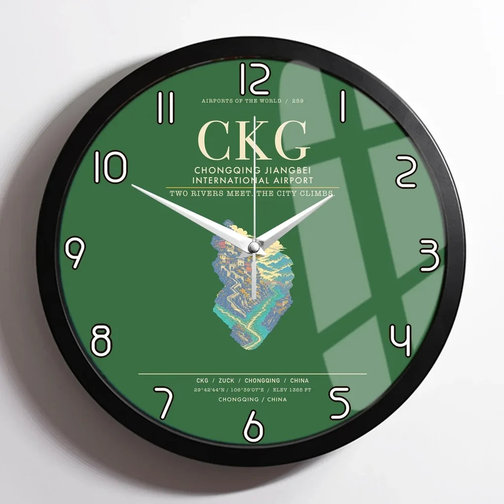 Chongqing Jiangbei International Airport CKG Wall-Clock Framed - Green
