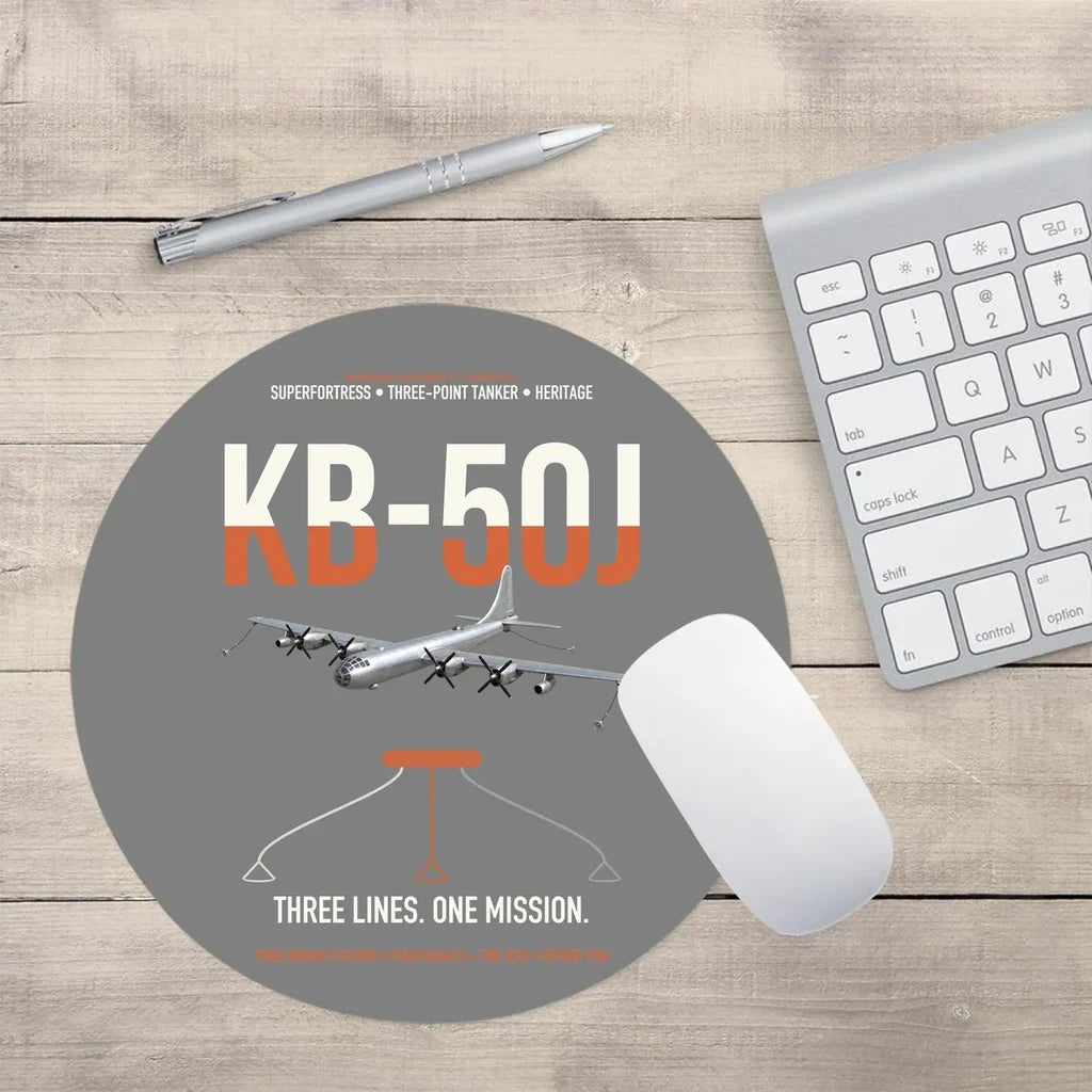 KB-50J Superfortress design on gray round mouse pad