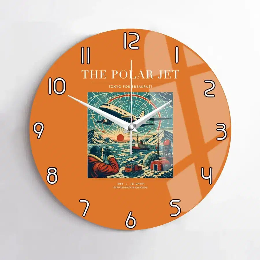 VINTAGE G4119 - The Polar Jet - Designed Wall Clocks design on orange no-frame