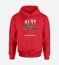 Thumbnail for Saab AJ 37 Viggen design on red double-side hoodie, single-side print
