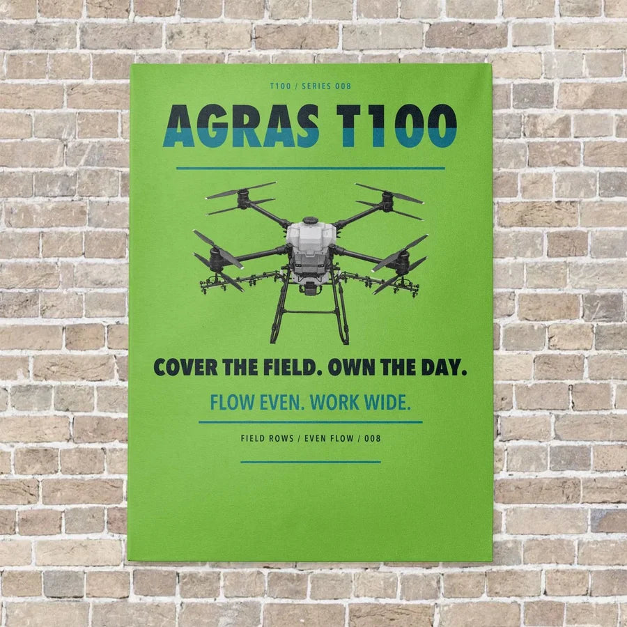 DJI Agras T100 vertical canvas print - no frame - light green background