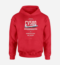 Thumbnail for Convair 580 design on red hoodie single side