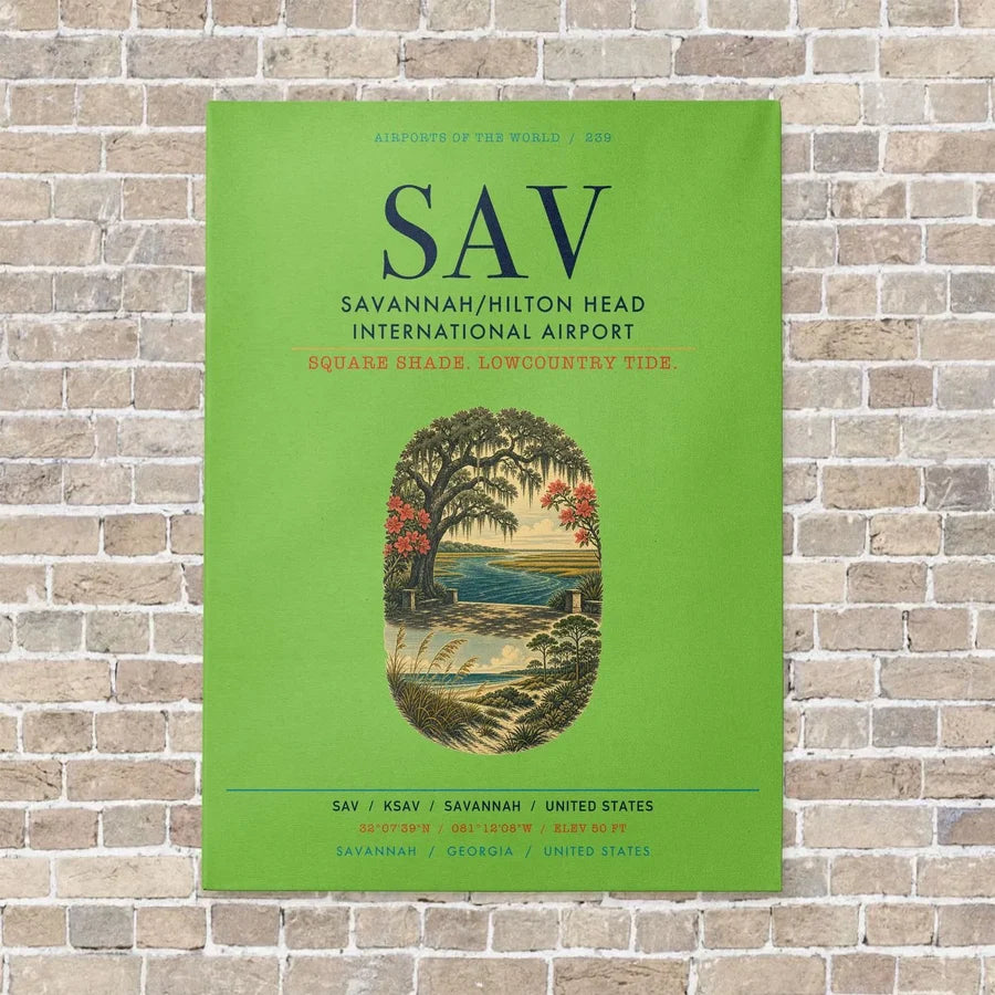 Savannah-Hilton Head International Airport SAV vertical canvas print - no frame - light green background