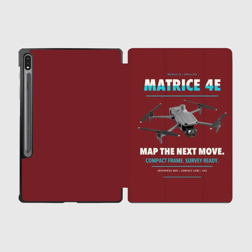 DJI Matrice 4E design on dark red samsung tablet tablet case