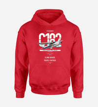 Thumbnail for Cessna 182 Skylane design on red double-side hoodie, single-side print