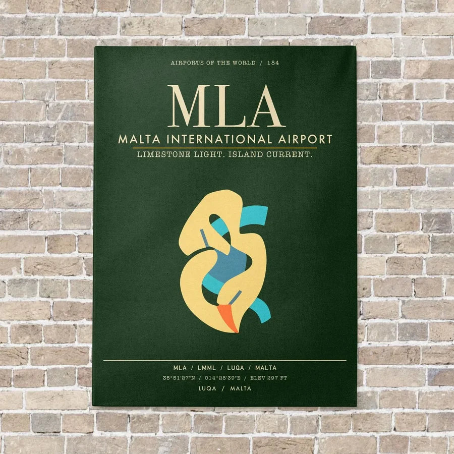 Malta International Airport MLA - Canvas Framed - Dark Green