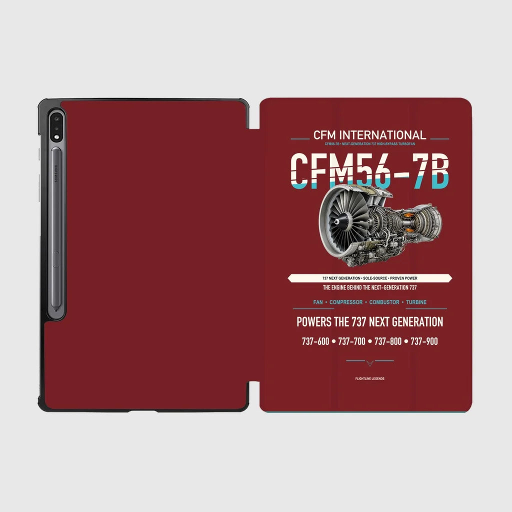 CFM56-7B design on dark red samsung tablet tablet case