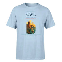 Thumbnail for Cardiff Airport (CWL) T-Shirt single-side front print in Light Blue | cardiff-airport-cwl-double-side-t-shirt