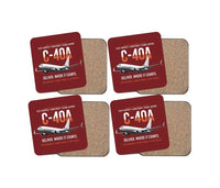 Thumbnail for C-40A Clipper Fleet Logistics Ready design on dark red 4 pieces set coaster