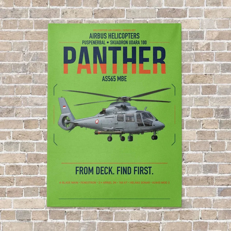 Airbus Helicopters AS565 MBe Panther vertical canvas print - no frame - light green background