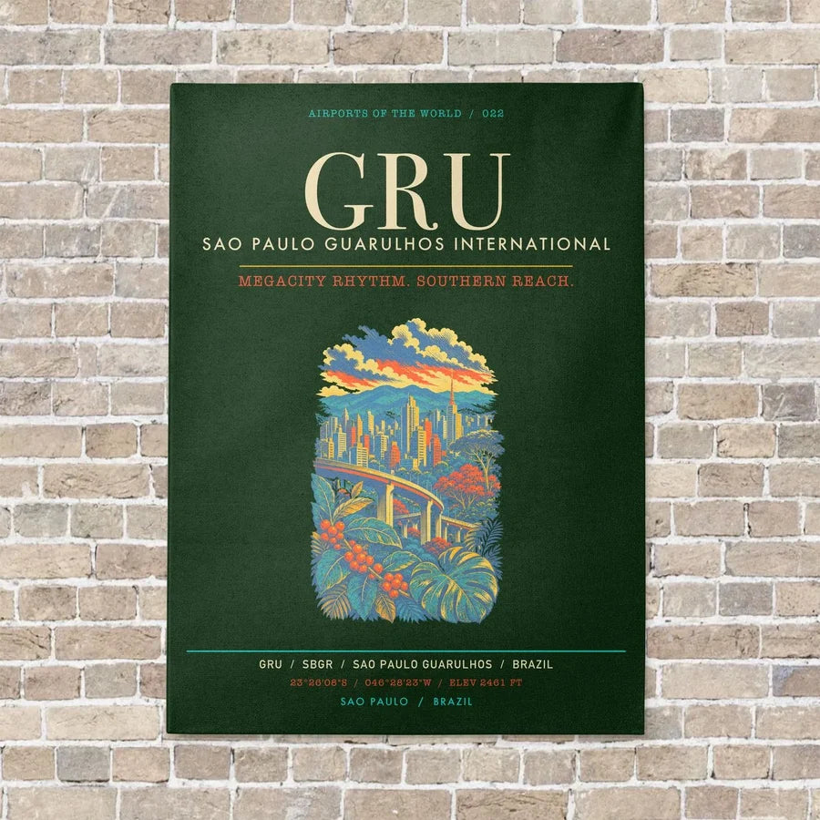 Sao Paulo Guarulhos International Airport GRU - Canvas Framed - Dark Green
