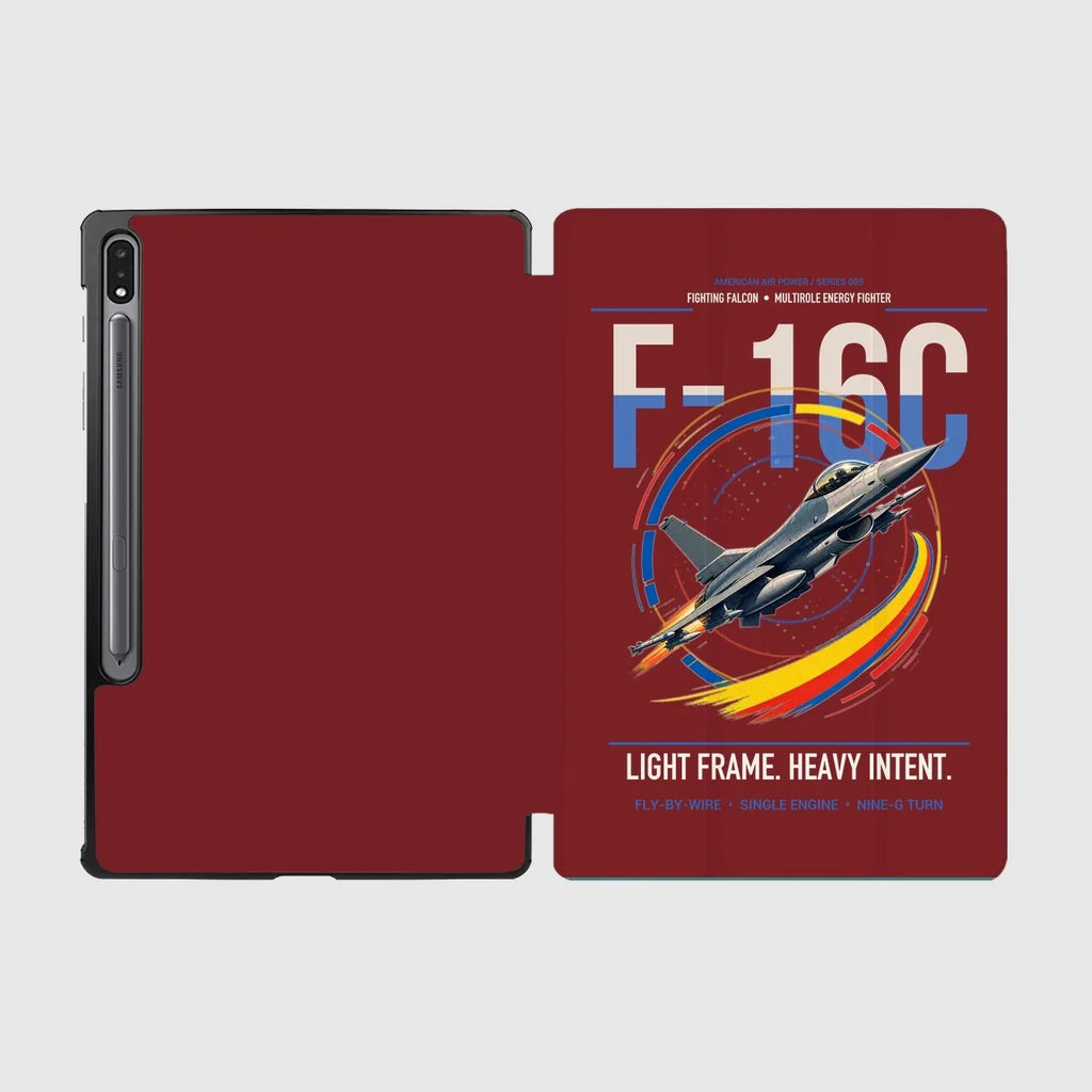 F-16C Fighting Falcon design on dark red samsung tablet tablet case