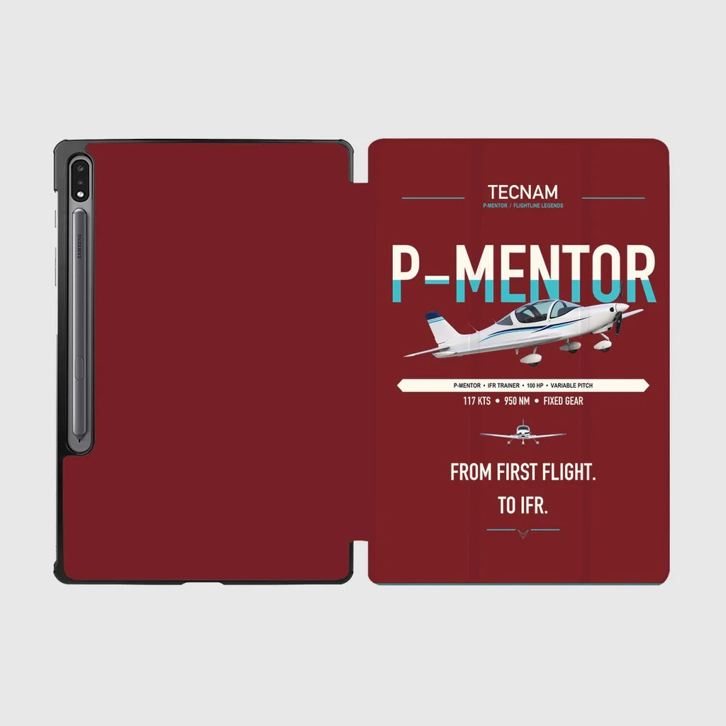 Tecnam P-Mentor design on dark red samsung tablet tablet case