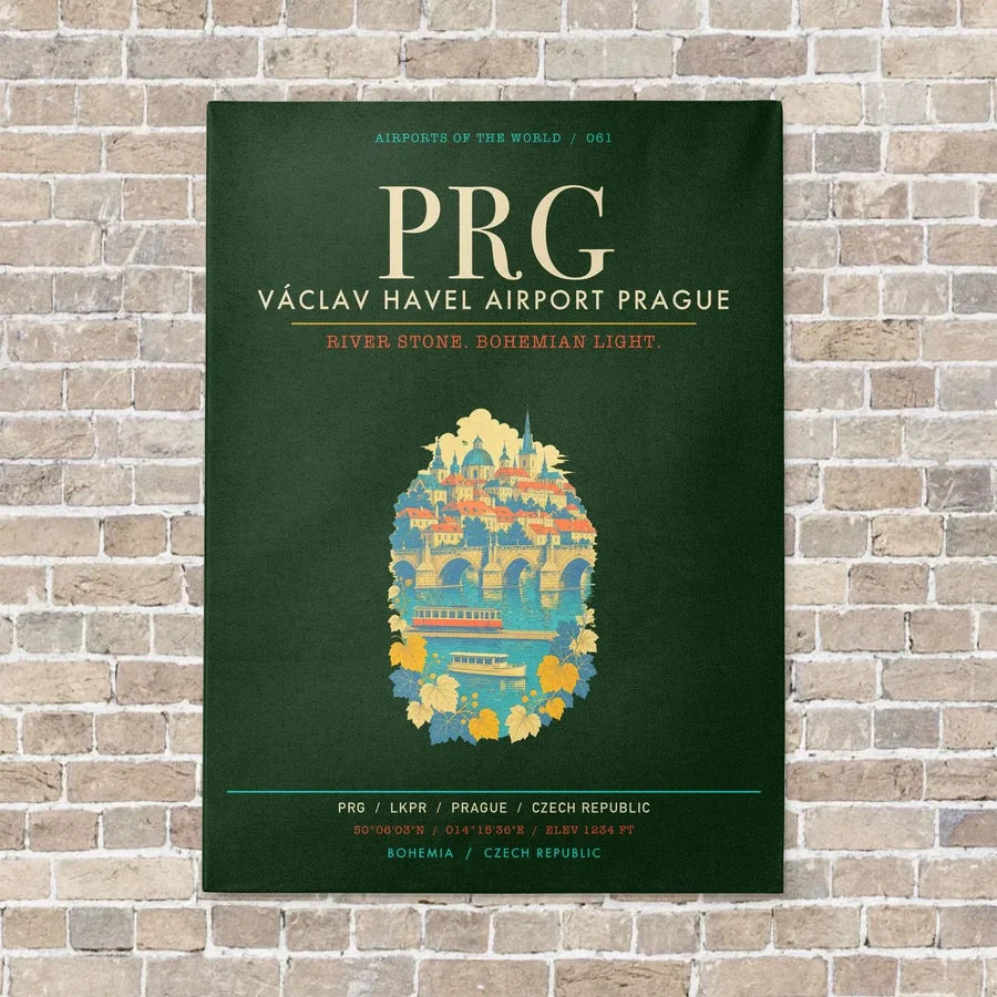 Vaclav Havel Airport Prague PRG - Canvas Framed - Dark Green