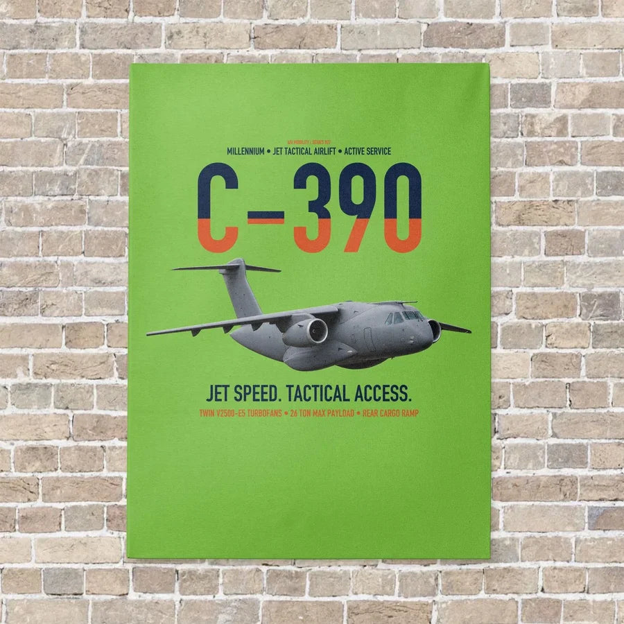 C-390 Millennium vertical canvas print - no frame - light green background
